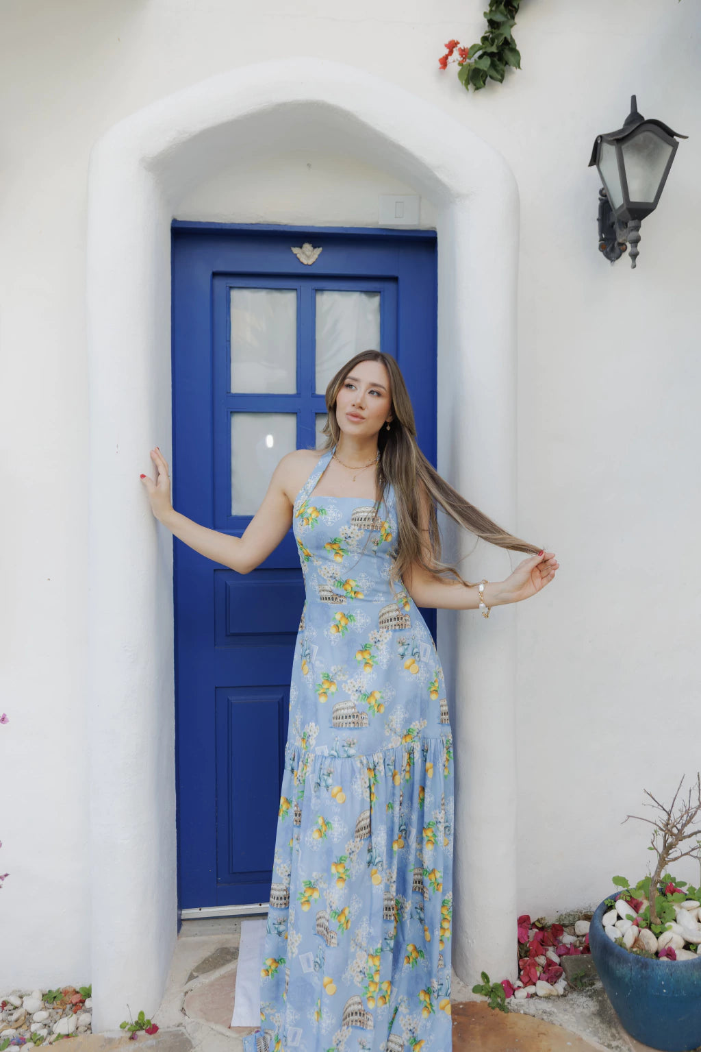 Vestido Tânia - Estampa Itália azul