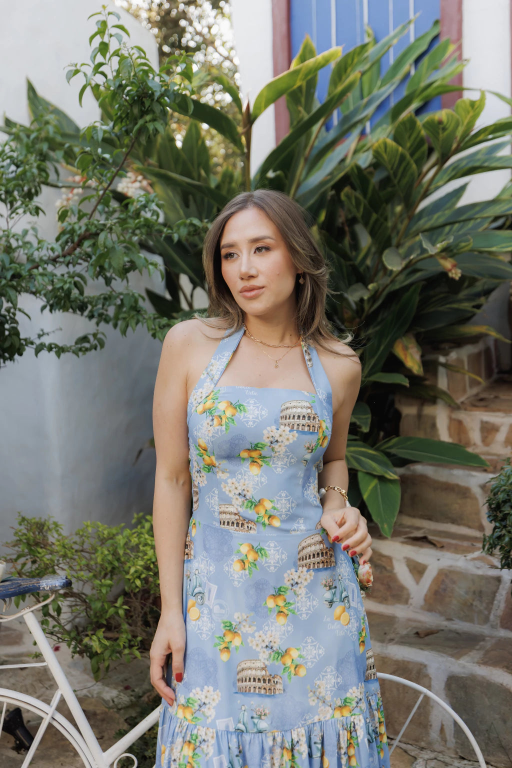 Vestido Tânia - Estampa Itália azul