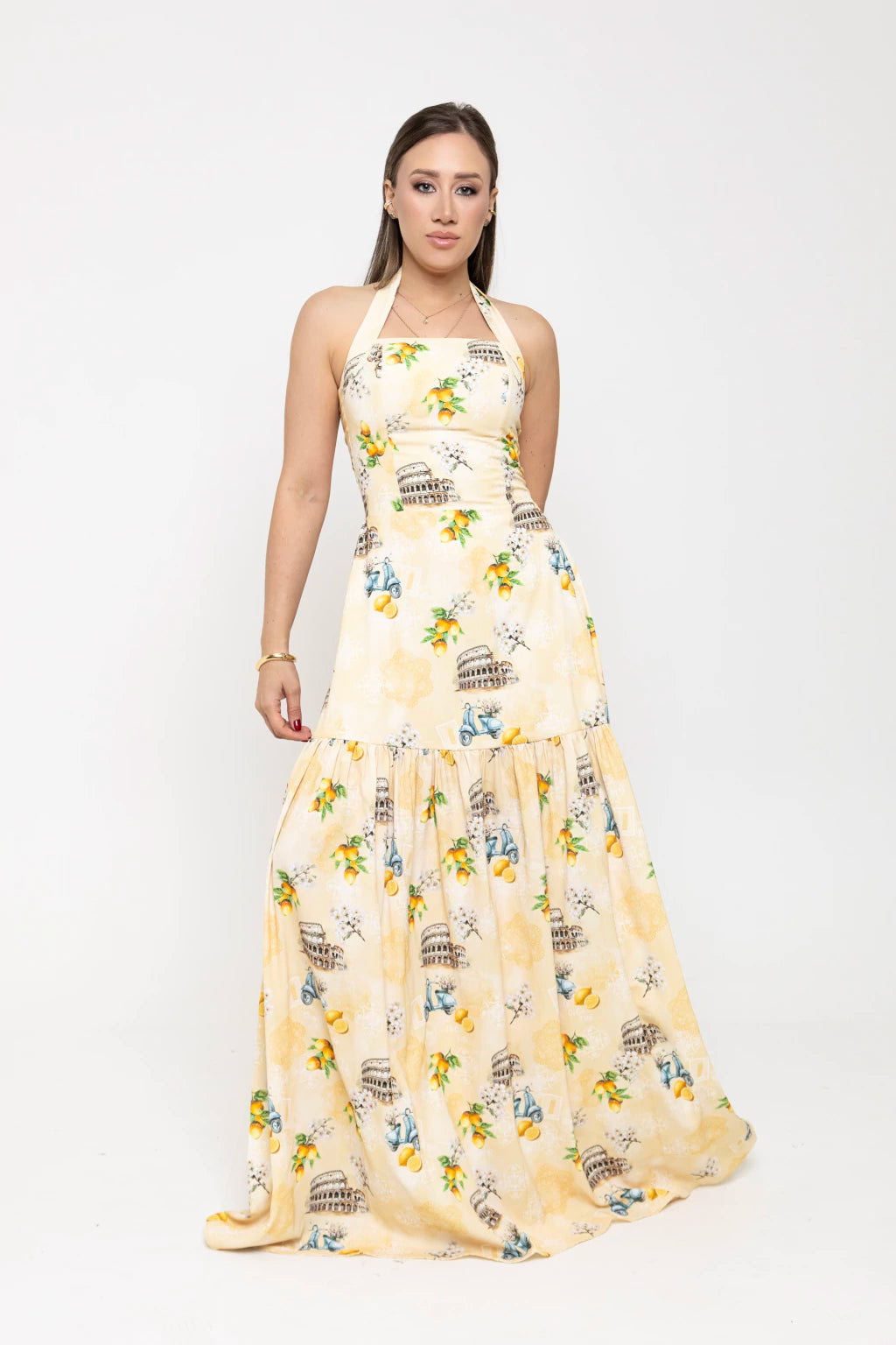 Vestido Tânia - Estampa Itália Amarelo