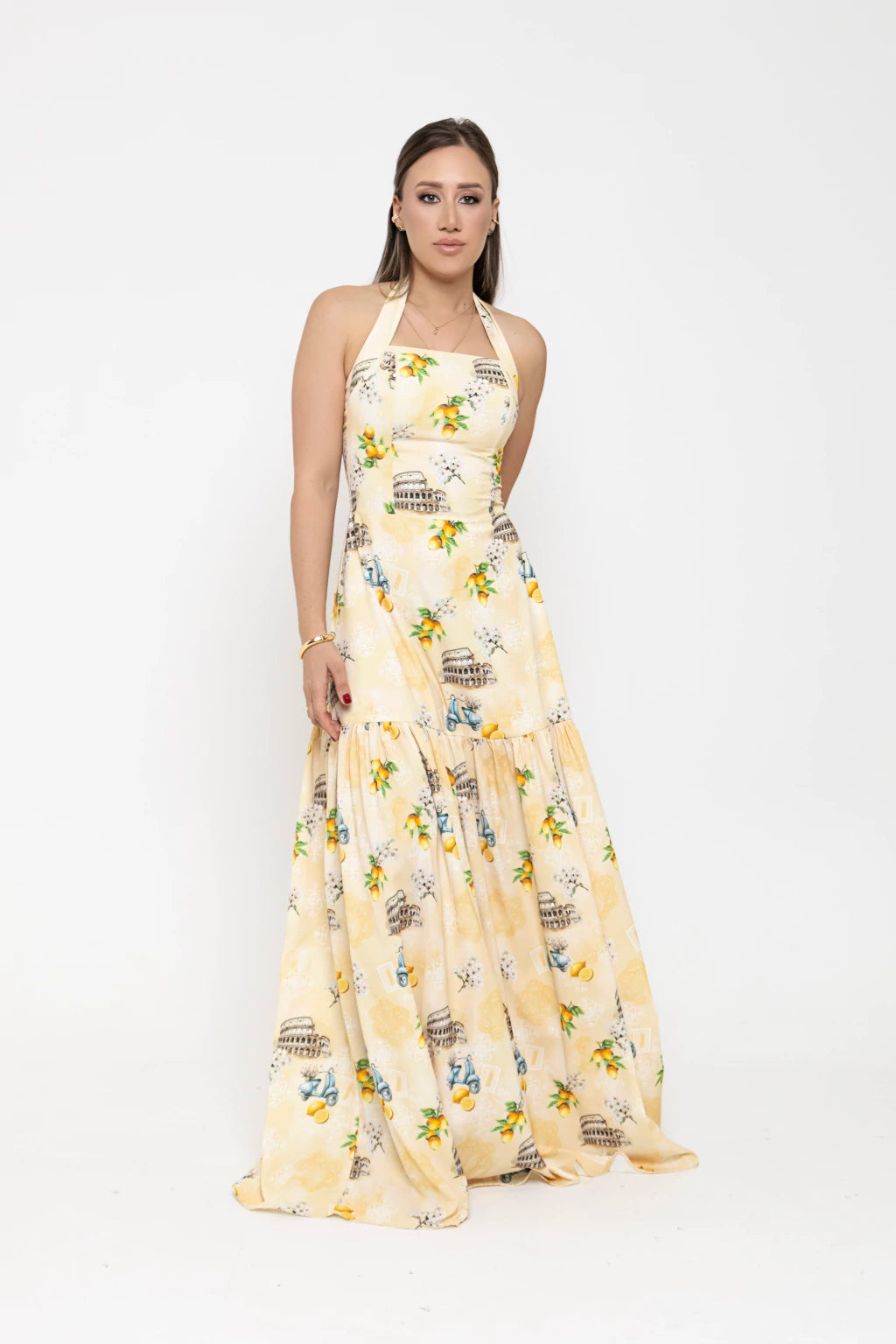 Vestido Tânia - Estampa Itália Amarelo